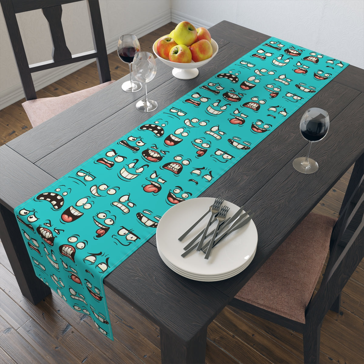Cotton/Poly Table Runner - Darn Faces