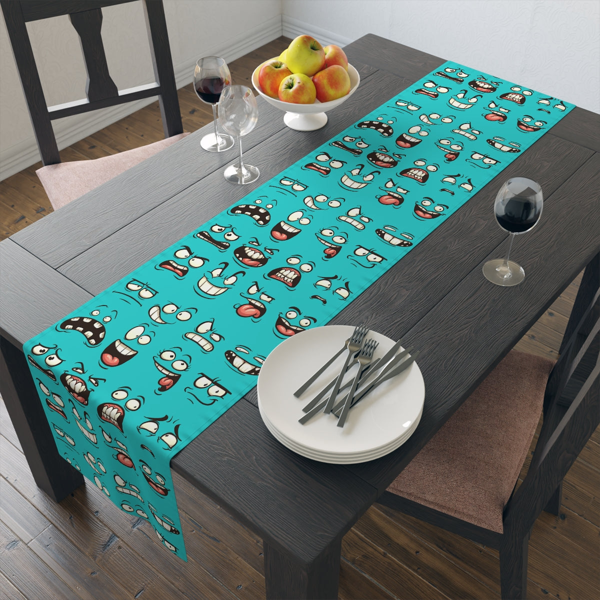 Cotton/Poly Table Runner - Darn Faces