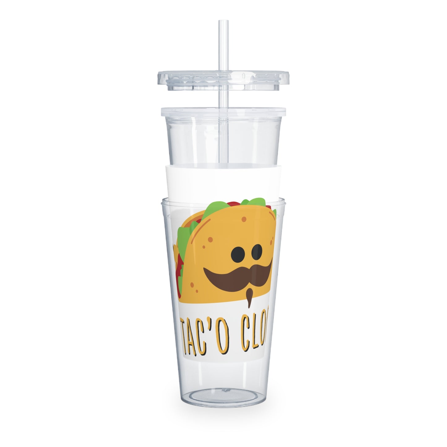 Taco O'clock Plastic Tumbler with Straw