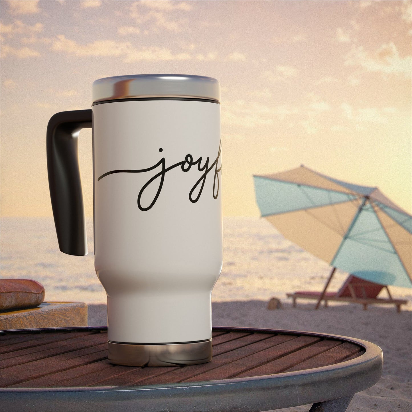 Joyful Stainless Steel Travel Mug with Handle, 14oz