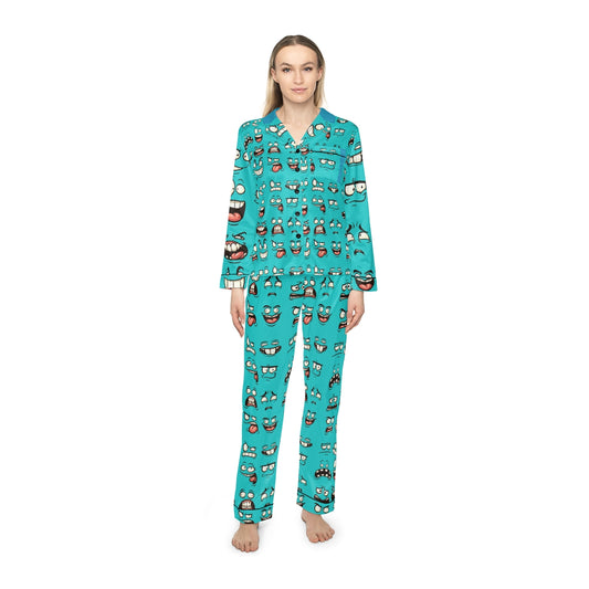 Women's Satin Pajamas (AOP) - Darn Faces